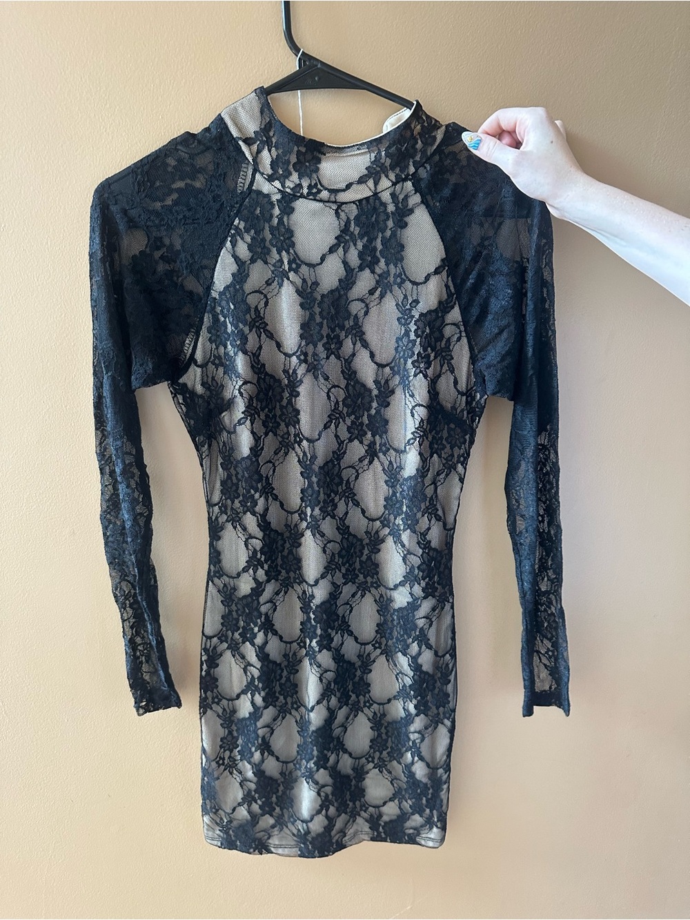 Black Lace Long Sleeve Sheath Dress